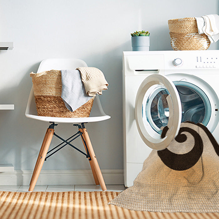 Machine Washable Transitional Deep Peach Orange Rug in a Washing Machine, wshpat3331org