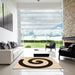 Square Patterned Deep Peach Orange Rug in a Living Room, pat3331org