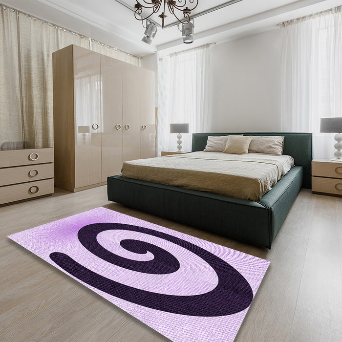 Patterned Blossom Pink Rug in a Bedroom, pat3331pur