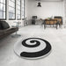 Round Patterned Light Black Novelty Rug in a Office, pat3331