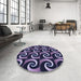 Round Patterned Medium Purple Rug in a Office, pat3332blu