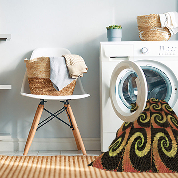 Machine Washable Transitional Black Brown Rug in a Washing Machine, wshpat3332brn