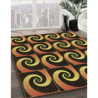 Patterned Black Brown Rug, pat3332brn