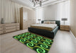 Patterned Dark Forest Green Rug in a Bedroom, pat3332grn