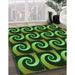 Patterned Dark Forest Green Rug in Family Room, pat3332grn