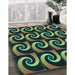 Machine Washable Transitional Green Rug in a Family Room, wshpat3332lblu