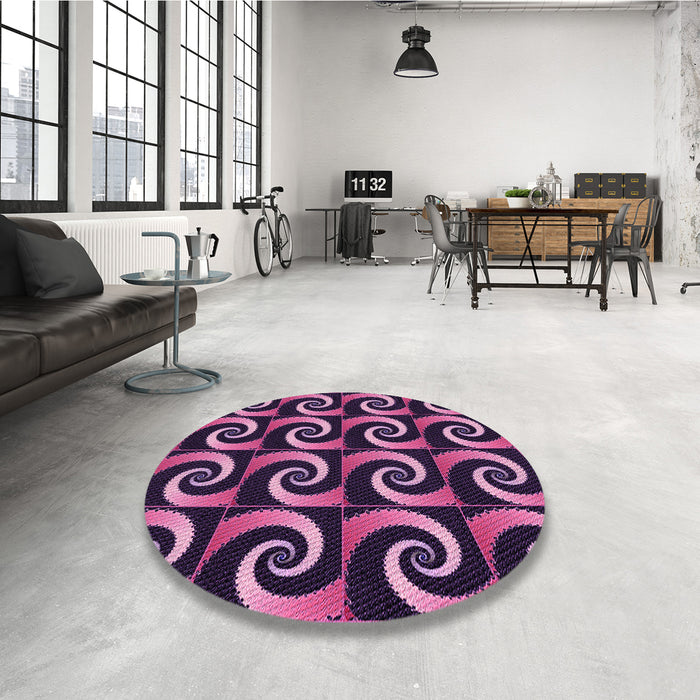 Round Patterned Orchid Purple Rug in a Office, pat3332pur
