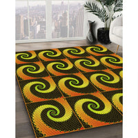 Patterned Black Brown Rug, pat3332yw