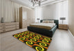 Patterned Black Brown Rug in a Bedroom, pat3332yw