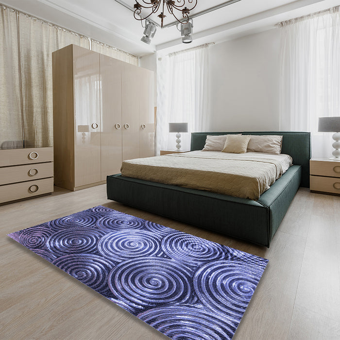 Patterned Sky Blue Rug in a Bedroom, pat3333blu