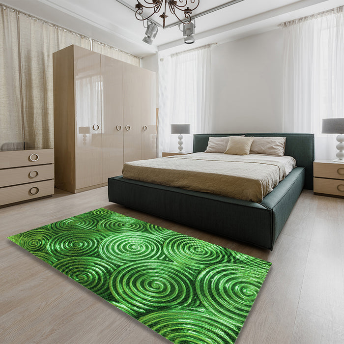 Patterned Deep Emerald Green Rug in a Bedroom, pat3333grn