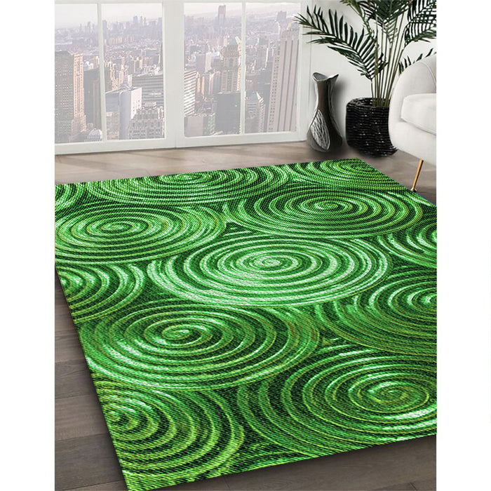 Patterned Deep Emerald Green Rug in Family Room, pat3333grn