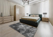 Patterned Dark Gray Black Rug in a Bedroom, pat3333gry