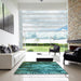 Square Patterned Medium Teal Green Rug in a Living Room, pat3333lblu