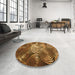 Round Patterned Red Brown Rug in a Office, pat3333org