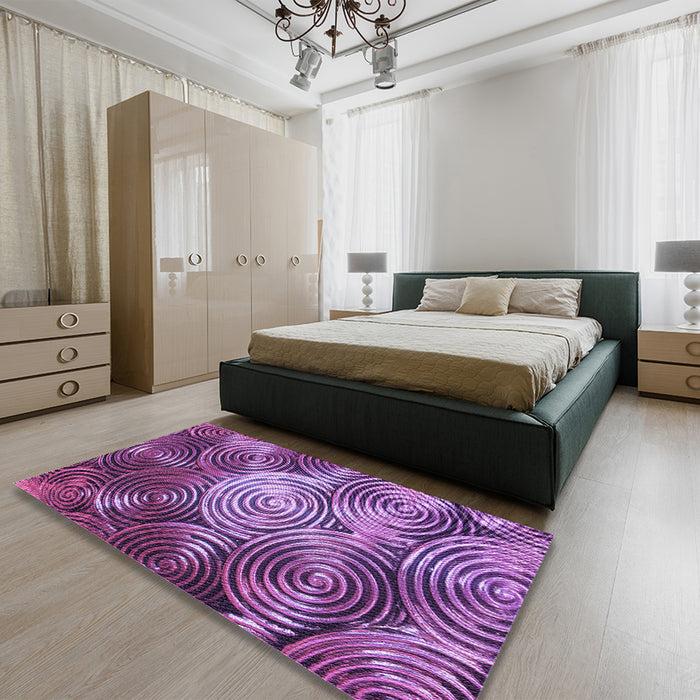 Patterned Purple Rug in a Bedroom, pat3333pur