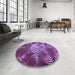 Round Patterned Purple Rug in a Office, pat3333pur