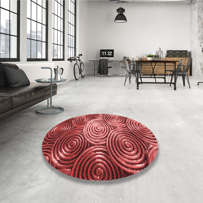 Round Patterned Red Rug in a Office, pat3333rd