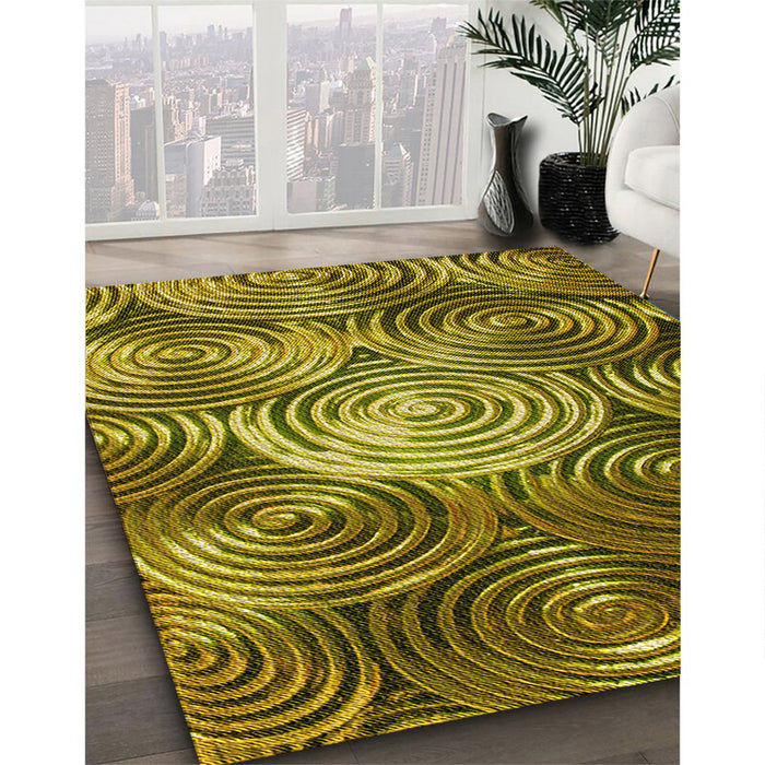 Patterned Orange Gold Rug in Family Room, pat3333yw