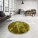 Round Patterned Orange Gold Rug in a Office, pat3333yw