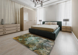 Patterned Chocolate Brown Novelty Rug in a Bedroom, pat3333