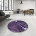 Round Patterned Dark Purple Rug in a Office, pat3334blu