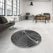 Round Patterned Platinum Gray Rug in a Office, pat3334gry