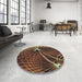 Round Patterned Brown Rug in a Office, pat3334lblu