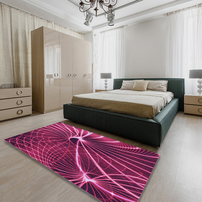 Patterned Magenta Pink Rug in a Bedroom, pat3334pur