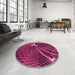 Round Patterned Magenta Pink Rug in a Office, pat3334pur