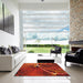 Square Patterned Orange Modern Rug in a Living Room, pat3334