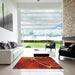 Square Machine Washable Transitional Orange Rug in a Living Room, wshpat3334