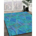 Machine Washable Transitional Dark Turquoise Green Rug in a Family Room, wshpat3335lblu