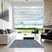 Square Patterned Purple Modern Rug in a Living Room, pat3335