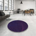 Round Patterned Night Blue Rug in a Office, pat3336pur