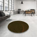 Round Patterned Black Brown Rug in a Office, pat3336yw