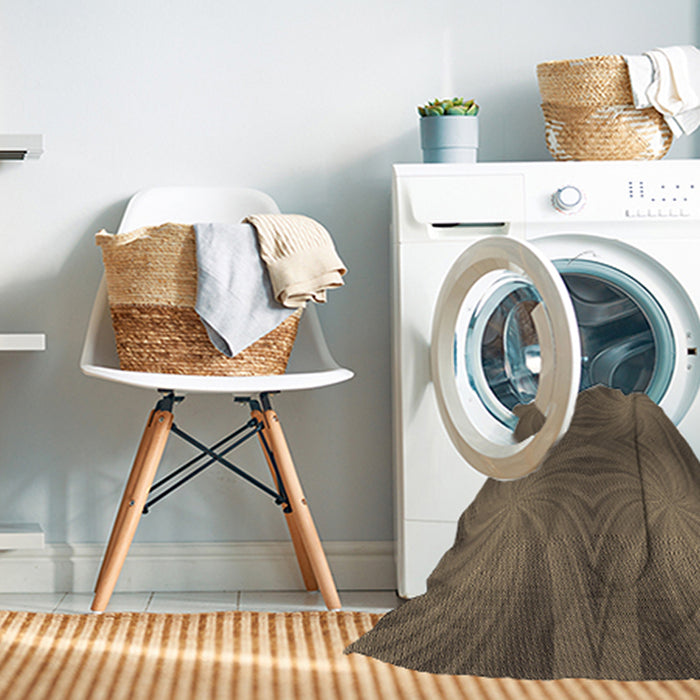 Machine Washable Transitional Dark Almond Brown Rug in a Washing Machine, wshpat3337brn