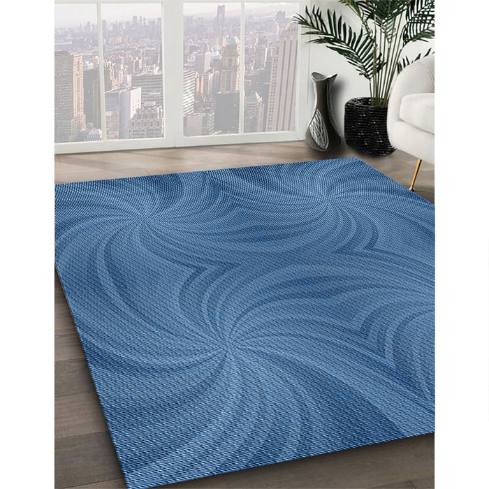 Patterned Blue Novelty Rug in Family Room, pat3337