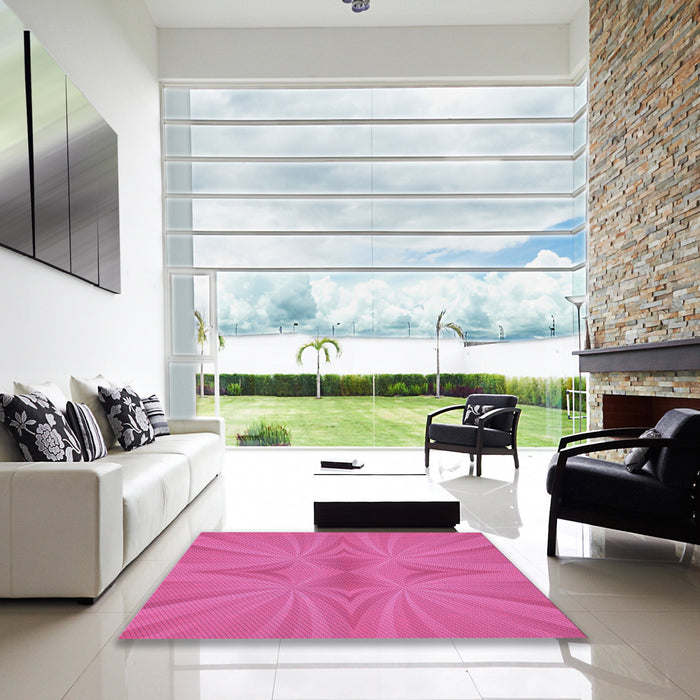 Square Patterned Deep Pink Rug in a Living Room, pat3338pur
