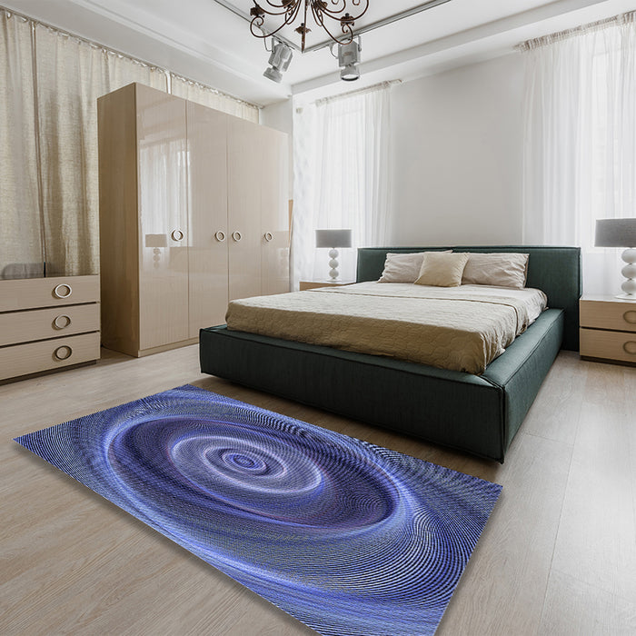 Patterned Blue Rug in a Bedroom, pat3339blu