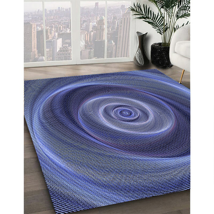 Patterned Blue Rug in Family Room, pat3339blu