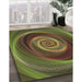 Machine Washable Transitional Dark Yellow Green Rug in a Family Room, wshpat3339brn