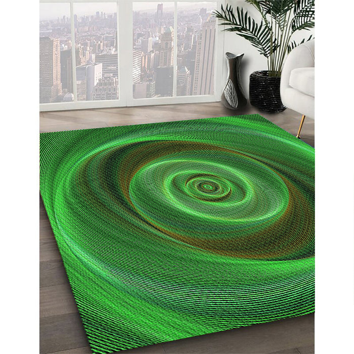 Machine Washable Transitional Deep Emerald Green Rug in a Family Room, wshpat3339grn