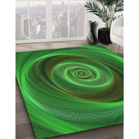 Patterned Deep Emerald Green Rug, pat3339grn