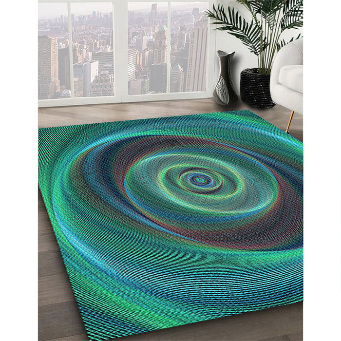 Machine Washable Transitional Deep-Sea Blue Rug in a Family Room, wshpat3339lblu