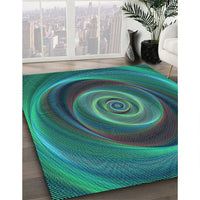 Patterned Deep-Sea Blue Rug, pat3339lblu