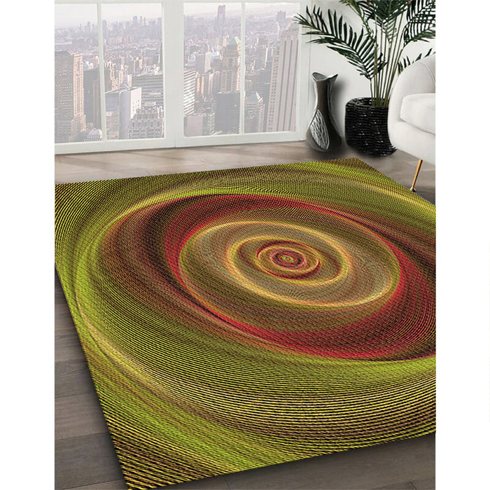 Patterned Dark Golden Brown Rug in Family Room, pat3339org