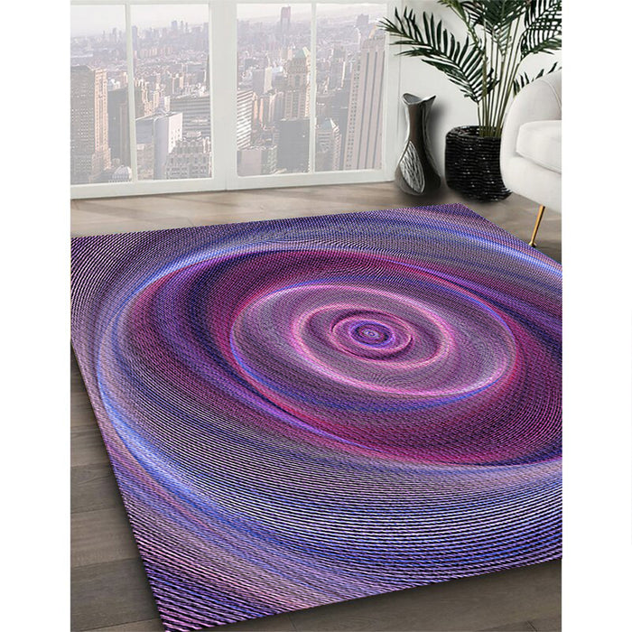 Patterned Purple Rug in Family Room, pat3339pur