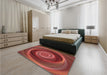 Patterned Cranberry Red Rug in a Bedroom, pat3339rd