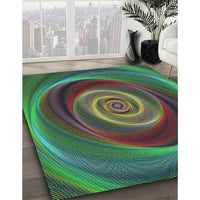 Patterned Green Modern Rug, pat3339